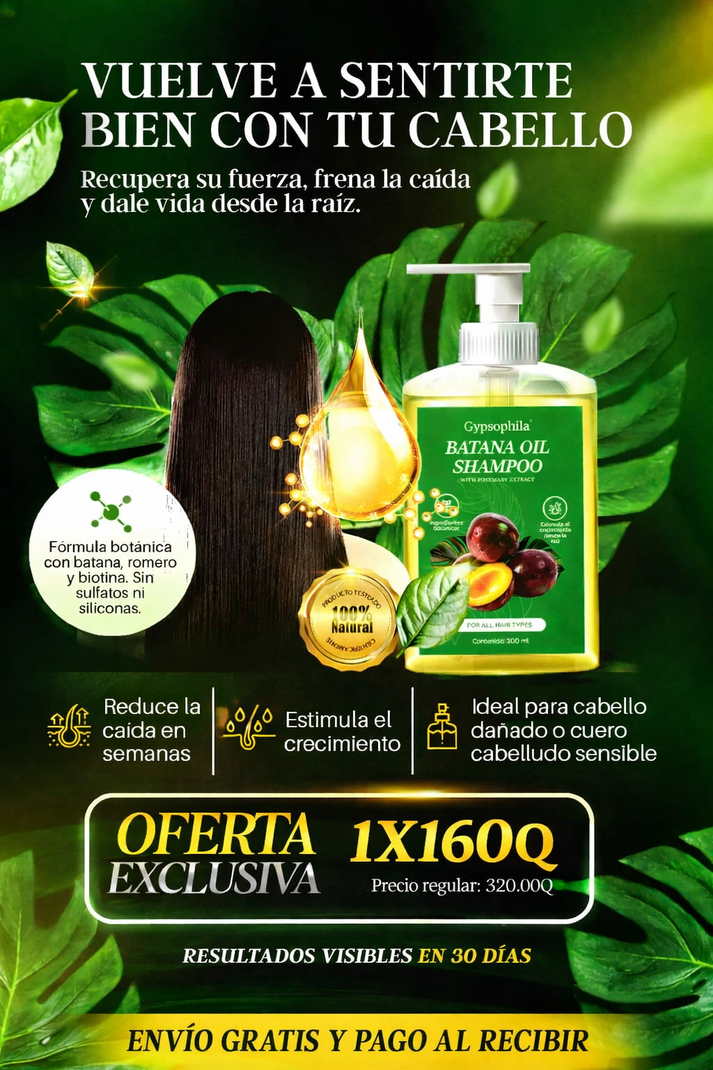 Shampoo Aceite de Batana - Recupera tu fuerza y frena la caída naturalmente