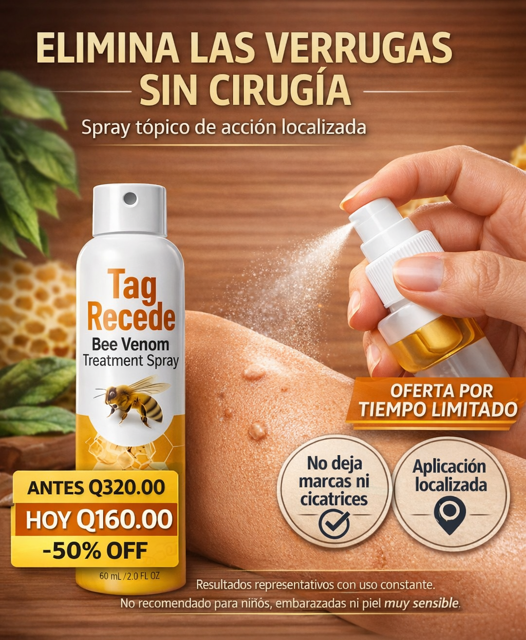 Spray eliminador de verrugas Tag Recede | 60 ML
