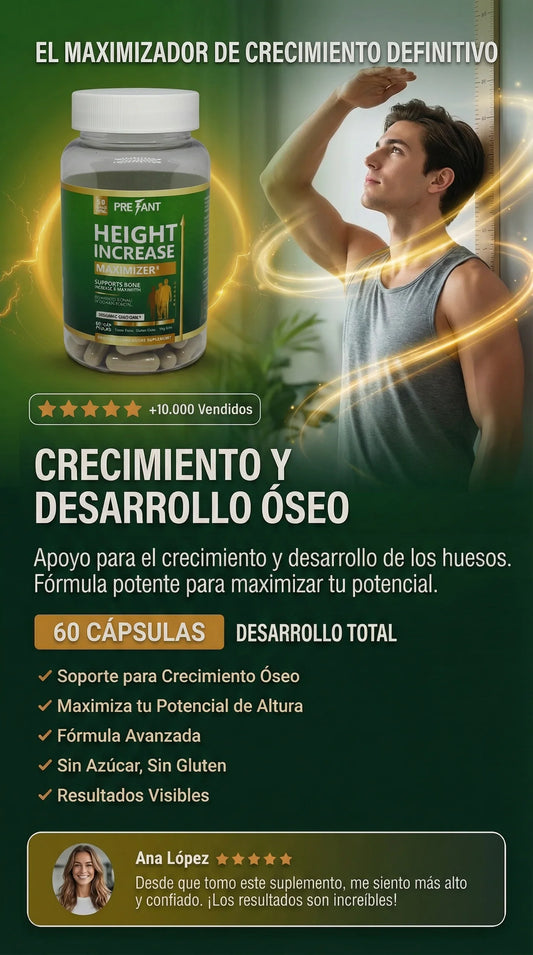 Aumenta Tu Estatura de Forma Natural | Height Increase Supplement PRE FANT para Crecimiento Óseo