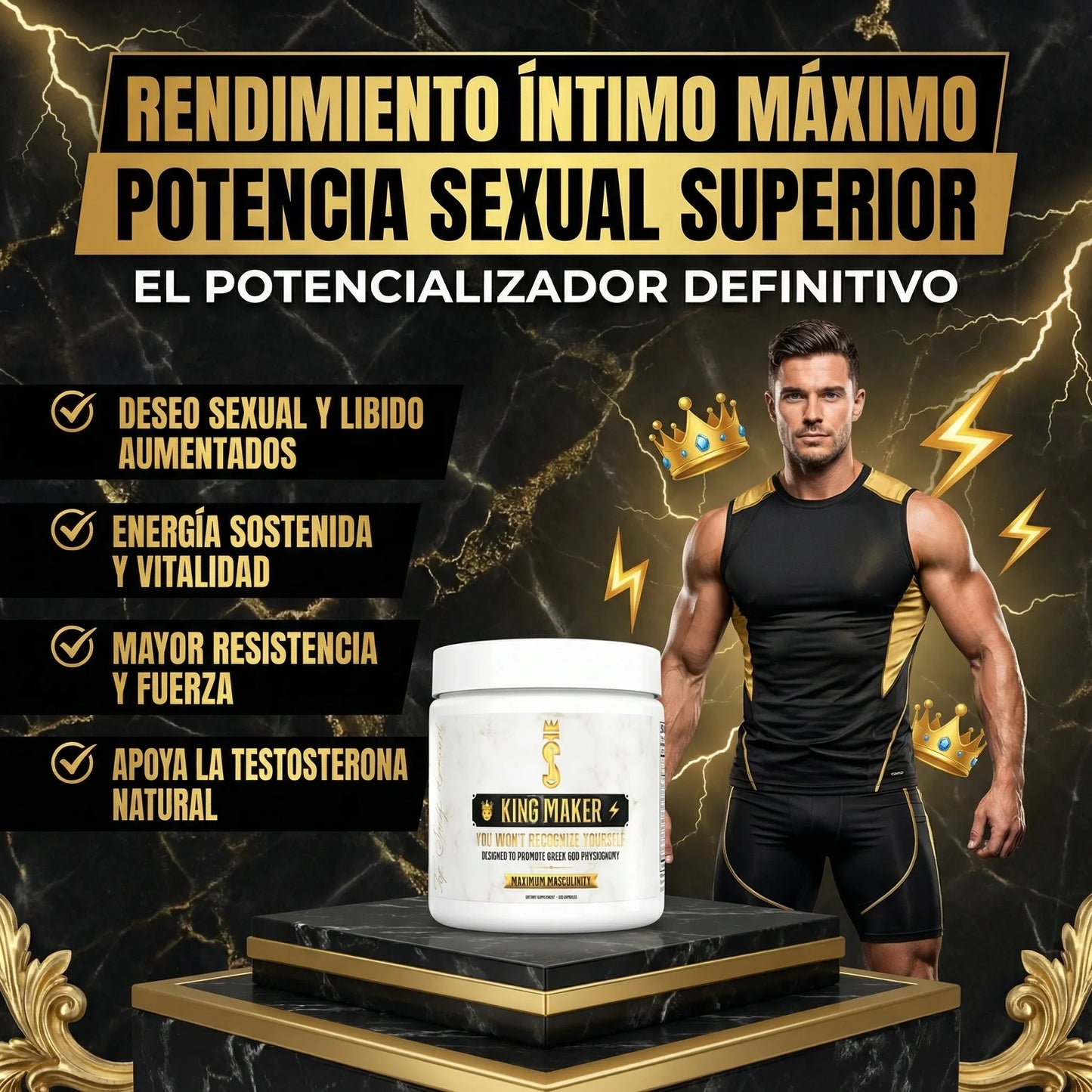 KING MAKER – Suplemento Potenciador de Testosterona Masculina